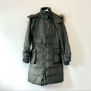 BCBG mid-length puffer coat Olive sz XS